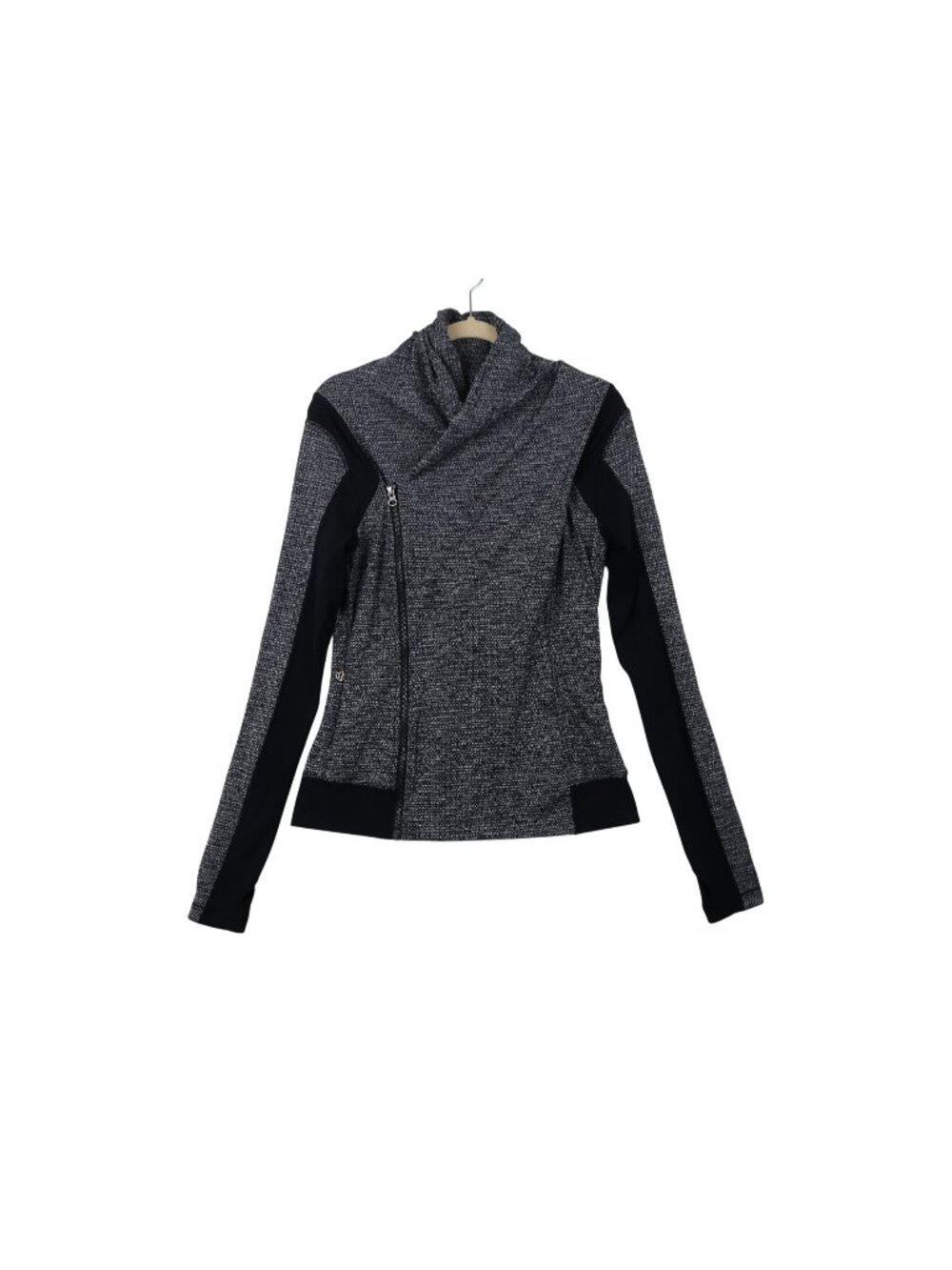 Lululemon 10 Bhakti Gray & Black Zip-Up Asymmetrical Jacket Long Sleeve